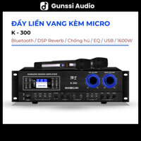Cục đẩy công suất liền vang liền micro 2 kênh công suất lớn 1600W Gunssi K-300, âm ly karaoke gia đình, amply bluetooth