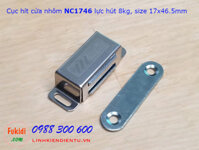 Cục hít cửa tủ, nam châm hít cửa NC1746, lực hút 8kg, vỏ inox, kích thước 17x46.5mm