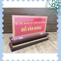 [Cực Hot] Biển chức danh mica đế gỗ (12x24cm).