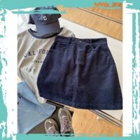 [CỰC PHẨM] Chân Váy Ngắn Chữ A Vải Nhung Khuy Sắt, Chân Váy Chữ A Ulzzang Cạp Cao