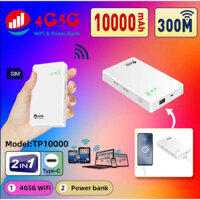 Cục phát wifi không dây mini, bộ phát wifi 4g có khả năng kết nối tới 10 thiết bị kiêm pin sạc dự phòng TP10000