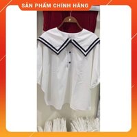 Cực rẻ- 💃 Áo Sơ Mi Trắng Thủy Thủ Somi Nữ Tay Lỡ Dáng Rộng F012