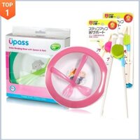 [Cực rẻ] Combo tập ăn cho bé: 1 Đũa tập ăn;  1 Bộ Bát Ăn Dặm Hữu Cơ Upass Kèm Thìa Và Dĩa Cho Bé