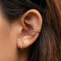 Cuff/Khuyên tai dạng kẹp hình rắn độc đáo Bạc 925 mạ Vàng Hồng Rose Gold 18K