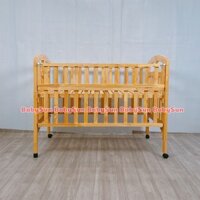Cũi Cho Bé Cũi Gỗ Thông BabySun Màu Tự Nhiên Chất Liệu Gỗ Chịu lực 60kg Bảo Hành 12 Tháng Tặng Kèm Bánh Xe