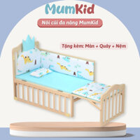 Cũi cho bé đa năng, nôi cũi gỗ cho bé 6 chế độ tiện lợi sử dụng từ 0 đến 12 tuổi (Tặng màn, quây nệm) MK001
