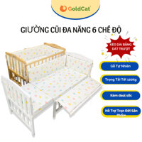 Cũi Cho Bé GOLDCAT 6 Chế Độ Kéo Dài Thành Giường Cho Trẻ từ 0-10 tuổi, Chất Liệu Gỗ Quế Tự Nhiên,Trọng Tải 120Kg