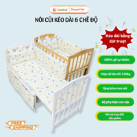 Cũi Cho Bé GOLDCAT Có 6 Chế Độ Kéo Dài Thành Giường Cho Trẻ từ 0-10 tuổi, Chất Liệu Gỗ Quế Tự Nhiên, An Toàn Cho Bé