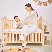 Cũi cho bé, Nôi cũi gỗ cho bé đa năng Lucky Home, nôi cũi đa năng 5 chế độ tiện lợi cho mẹ và bé