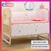 Cũi Gỗ Cho Bé Honalife Gồm (Cũi, Quây, Nệm Và Màn),Cũi Đa Năng 6 Chế Độ Gỗ Thông Kích Thước 105x60x90cm