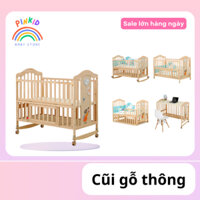 Cũi gỗ cho bé kéo dài, Nôi cũi gỗ thông đa chức năng kích thước120x70x90cm C998S