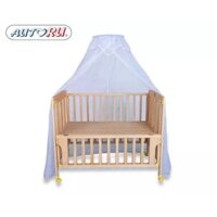 Cũi gỗ nan lớn cao cấp Autoru AUWDC02 kèm mùng ( không gồm quây, nệm, gối)