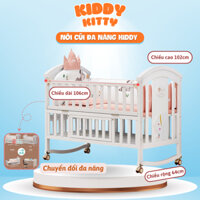 Cũi gỗ thông đa năng màu trắng đa năng có thể ghép giường bố mẹ giúp cho bé ngủ ngon, Hàng Chính Hãng Bảo Hành 3 Năm