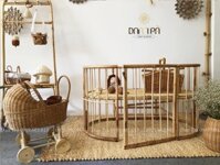 Cũi Mây An Toàn Cho Bé, Củi Mây, Nôi Mây Tre Truyền Thống Tự Điều Chỉnh Chiều Cao Khung, Mây Tre ĐAN TRÀ