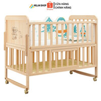 Cũi ngủ cho bé 2 tầng kèm ( QUÂY + MÀN +NỆM ) Nôi cũi gỗ cho bé đa chức năng chất liệu gỗ thông kích thước 105x60cm