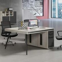 Cụm Bàn Làm Việc 2 Người Chân Sắt Kèm Hộc Tủ Cá Nhân - BC91