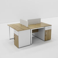 Cụm bàn nhân viên 3 người chân sắt có hộc tủ khóa CBNVY12-1812