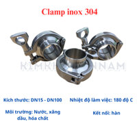 Cùm Clamp Vi Sinh Inox 304 size DN15 - DN100(Phi 21 - 114). Khớp nối nhanh vi sinh