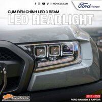 Cụm đèn pha Bi Led 3 Beam phong cách Bugatti cho Ford Ranger, Everest & Raptor (2015+)