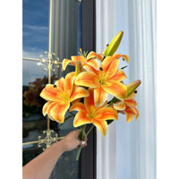 Cụm hoa ly 9 bông 3nụ, cụm ly cao su, hoa giả, cao cấp, hoa nhân tạo, hoa lụa, trang trí, ( Yêu Hoa )