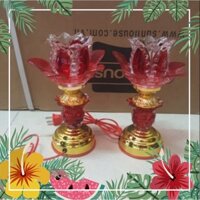 cung cấp sỉ lẻ ĐÈN THỜ THỦY TINH BÔNG SEN, BÓNG LED ( 1 ĐÔI CAO ~ 25CM) bán hàng chuẩn uy tín