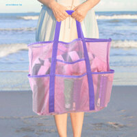 [Cung cấp] Túi lưới dễ dàng làm sạch Túi lưới du lịch Túi đi biển trong suốt có tay cầm gia cố Túi Tote sức chứa để mua sắm đa chức năng khô nhanh Lý tưởng cho dã ngoại và B