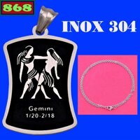 Cung hoàng đạo-Mặt dây chuyền cung Song Tử (Gemini) inox kèm dây chuyền inox