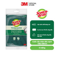 Cước rửa chén siêu sạch Scotch Brite 3M 150x100mm hình chữ nhật đa năng,lấy sạch vết bẩn cứng đầu hiệu quả Gói 5 miếng
