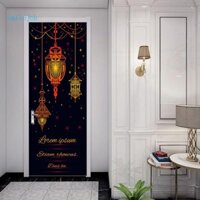 [Cười *] Eid Mubarak Ramadan Trang Trí Giấy Dán Tường PVC 3D Miếng Dán Cửa Đèn Lồng Chống Thấm Nước Tự Dính Tường Bức Tranh Tường