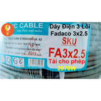 Cuộn 100 Mét Dây Điện 3 Lõi 3x2.5 Fadaco Đồng Nguyên Chất, Tròn Xám