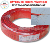 Cuộn 100m Dây điện đôi đỏ đen (Dây loa) 2x15 tim Lõi đồng 100% Chuyên dùng cho Dây Loa hàn mạch điện tử