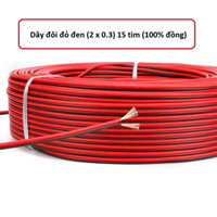 (Cuộn 100m) Dây điện đôi đỏ đen 15 tim (đồng 100%), dây điện đôi 2x 0.3 đi led, dây bóng kẹp bình 12V
