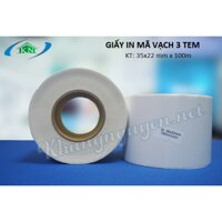 Cuộn 100m giấy in mã vạch 3 tem 35x22 mm