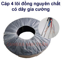 Cuộn 100m/50m cáp mạng, cáp camera 4 lõi đồng nguyên chất có cáp treo dây - cáp lan ngoài trời, dây mạng ngoài trời