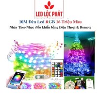 Cuộn 10m dây đèn led trang trí 5m chông nước điều khiển áp điện thoại nháy theo nhạc, đèn led hot