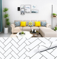 CUỘN 10M Decal giấy dán tường khổ 45cm keo sẵn nhiều size mẫu mới giá rẻ DT023 - ĐƯỜNG CHÉO TRẮNG