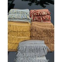 cuộn 12m tua rua dày dặn phối viền ren trang trí sofa, khăn bàn, tua mì cao cấp trang trí rèm sự kiện