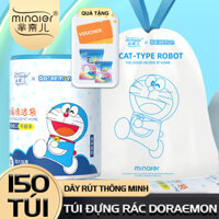 Cuộn 150 Túi đựng rác dây rút Minaier LD Doraemon siêu dai, chống rỉ nước, không sợ bẩn tay | Kích thước 45*50 cm