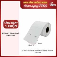 [Cuộn 25m] Giấy in mã vạch, decal nhiệt 35×22, 2 tem/hàng