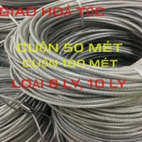 Cuộn 50 mét, 100 mét cáp 8ly, 10ly, cáp thép bọc nhựa giá tốt siêu bền, chắc chắn