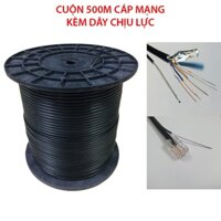 Cuộn 500m Dây Mạng 4 Lõi Đồng Nguyên Chất 100% Kèm Cáp Chịu Lực Chắc Chắn Có Bọc Bạc, Dầu Chống Ẩm Hỗ Trợ Bấm Sẵn 2 Đầu