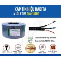 Cuộn 50m cáp mạng, cáp camera 4 lõi đồng nguyên chất có cáp treo dây - cáp lan ngoài trời, dây mạng ngoài trời