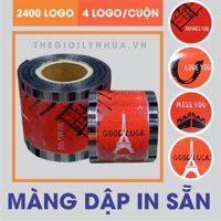 Cuộn dập cốc nhựa, màng dập cốc trà sữa, cuộn màng dán nắp cốc nhựa in sẵn 2400 ly mã 179 Good Luck