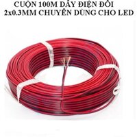 Cuộn dây điện đôi 100m - dây điện đôi đỏ đen 0.3mm chuyên dùng cho led quảng cáo, điện tử, led nội thất, dây loa