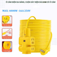 Cuộn dây điện kèm 4 ổ điện hàng thái lan chiều dài 20 mét 4000w - 16A - 250V chuyên đi công trình