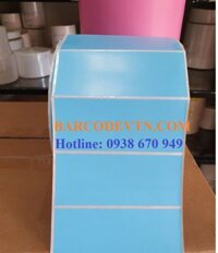 Cuộn decal in nhãn mã vạch PVC 135×55 màu xanh