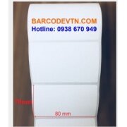 Cuộn giấy decal in tem nhãn mã vạch barcode nhiệt 80×70 50m