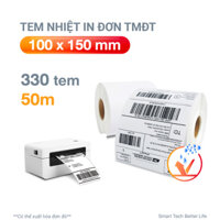 Cuôn giấy in nhiệt giấy in bill VAYO 100x150mm giấy A6, tự dính,chống nước, dành cho thương mại điện tử
