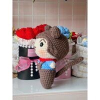 [CUỘN LEN MẶP] Thú bông khỉ bằng len handmade dễ thương