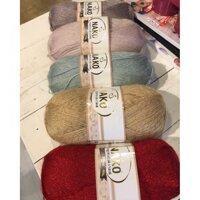 Cuộn len mohair pha kim tuyến Nako Angora Luks Simli , len mùa đông